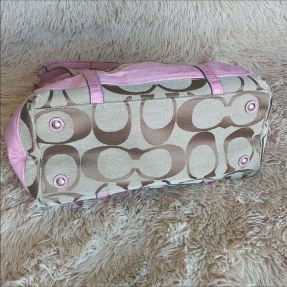 COACH Signature C Print Punk Leather Trim Handbag - Picture 7 of 8